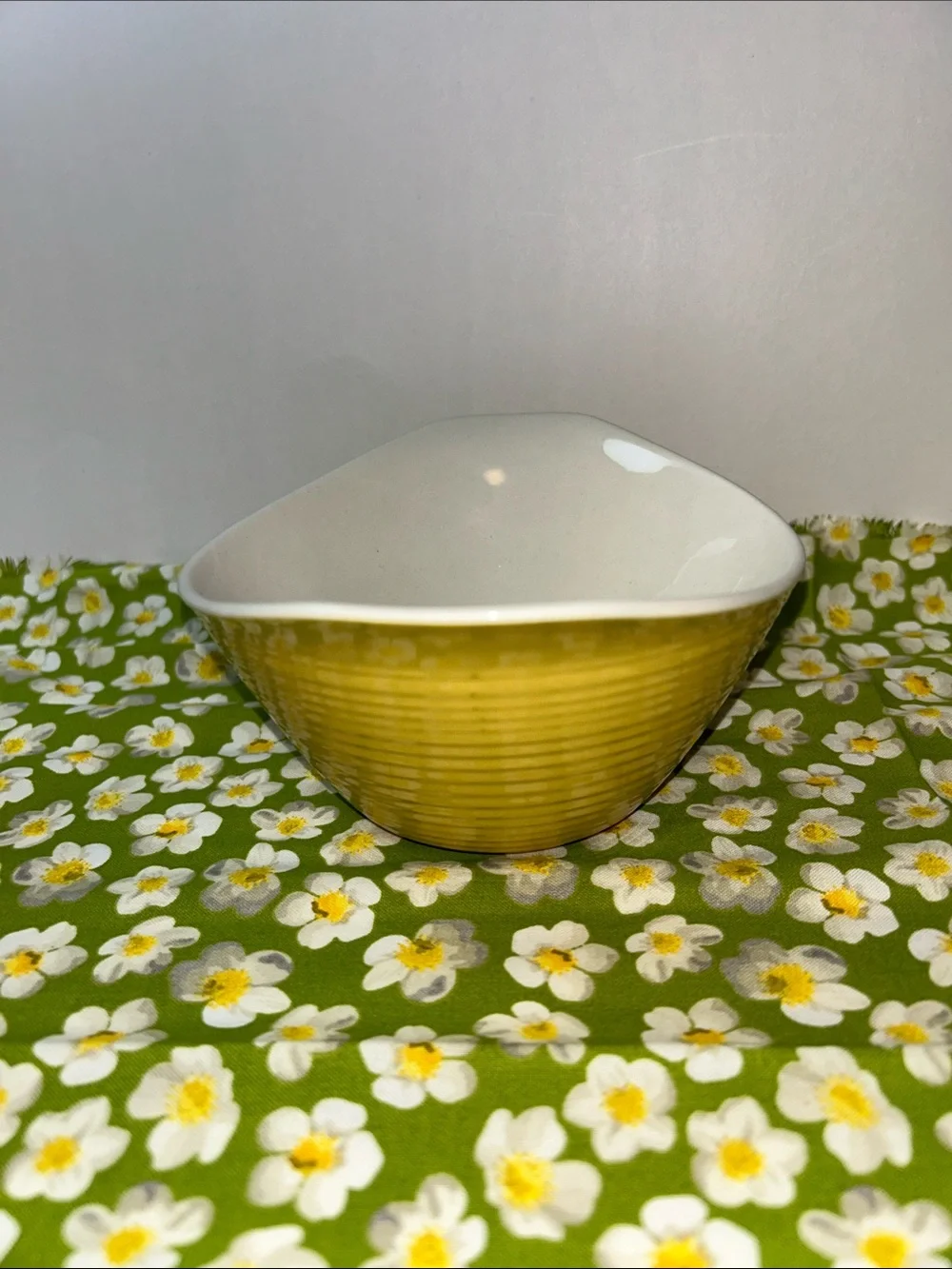 Mid-Century Modern yellow vegetable serving bowl